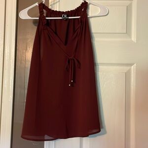 Burgundy semi sheet lined blouse with drawstring tie